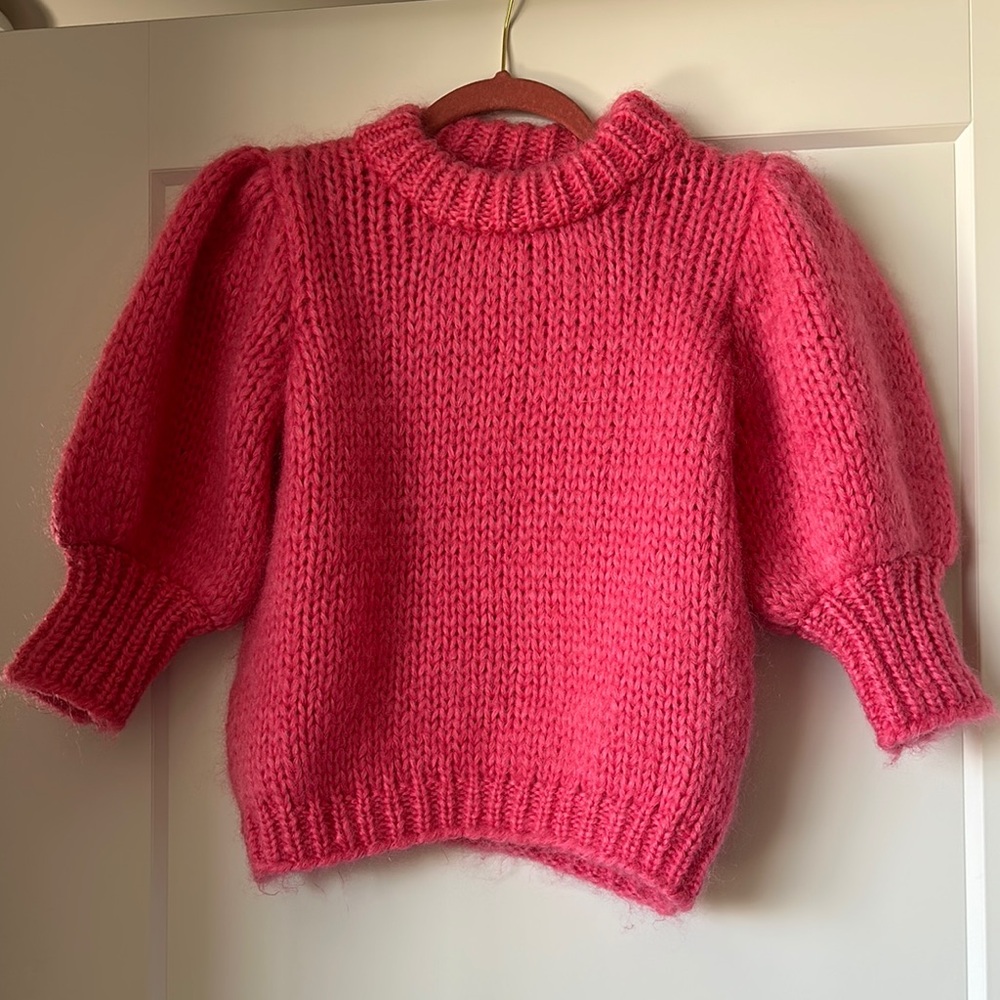 Ganni Pink Sweater Chunky Knit Sz XS